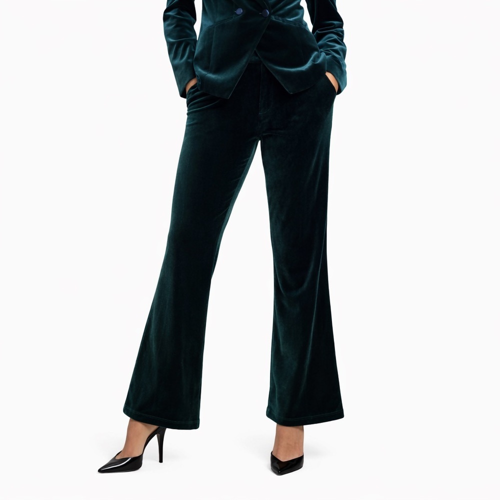Universal Standard 22 Farrah Green Velvet 0312 Flare Leg Pants trouser loose